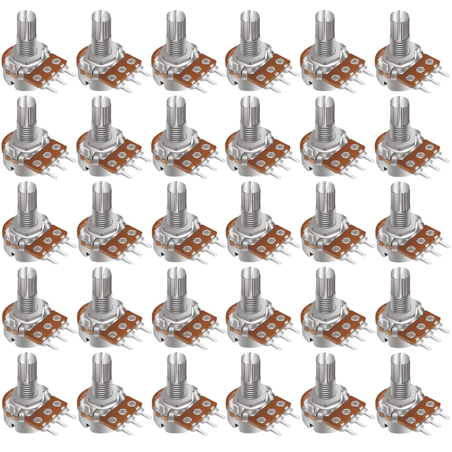 Taiss 30pcs 10K Ohm Potentiometer | Rotary Linear Taper Volume Control with 15mm Shaft