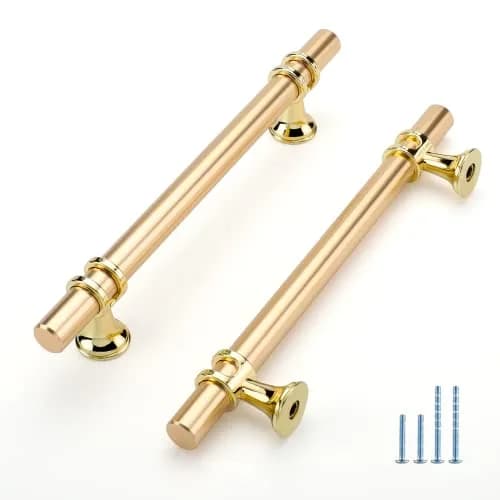 Leulan Gold Cabinet Pulls 10 Pack 5 Inch (128mm) | Modern Brushed Gold Drawer Pulls for Kitchen & Bathroom thumbnail 1