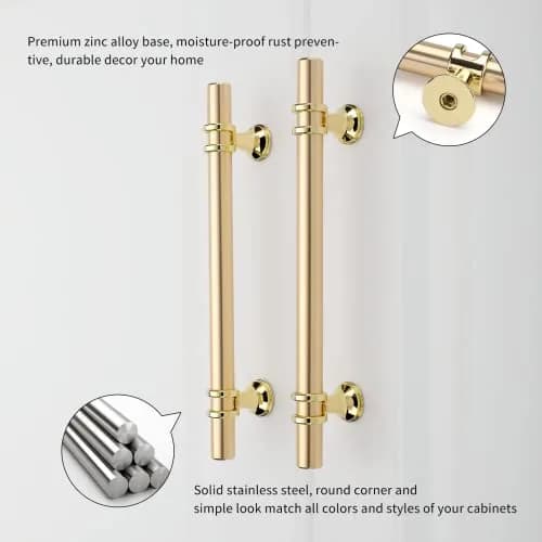 Leulan Gold Cabinet Pulls 10 Pack 5 Inch (128mm) | Modern Brushed Gold Drawer Pulls for Kitchen & Bathroom thumbnail 2