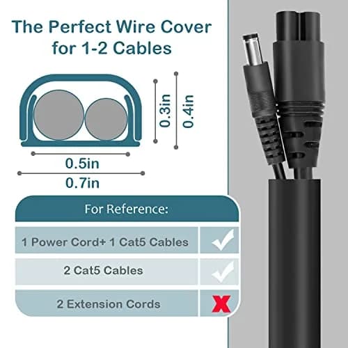 ZhiYo 68" Cord Covers for Wires on Wall, Black Cord Hider, 0.7" W x 0.4" H | Wall Cable Management Raceway thumbnail 2
