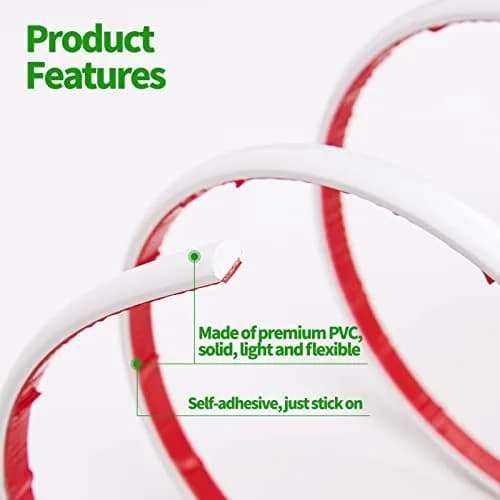 LONGKING 10 ft (3.05 m) Peel and Stick Trim | Flexible White PVC Molding for Walls, Borders, Backsplash thumbnail 7