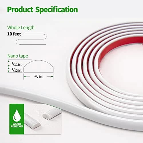 LONGKING 10 ft (3.05 m) Peel and Stick Trim | Flexible White PVC Molding for Walls, Borders, Backsplash thumbnail 2