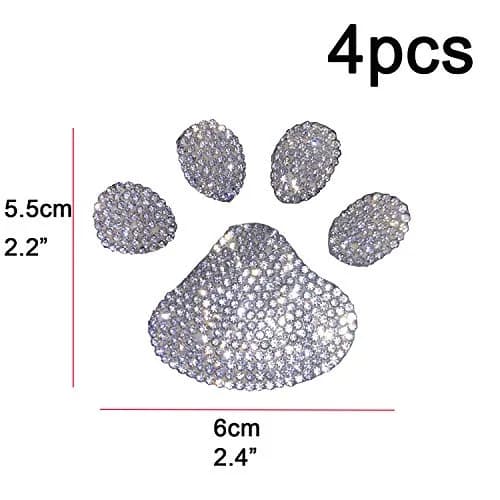 LZLRUN 4PCS Crystal 3D Chrome Dog Paw Footprint Car Decoration Sticker | Weatherproof Vinyl Decals for Cars, Laptops, and More thumbnail 2