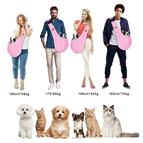 Cuby Dog and Cat Sling Carrier, Reversible Soft Pouch, Adjustable, Pink | Suitable for Small Pets thumbnail 6