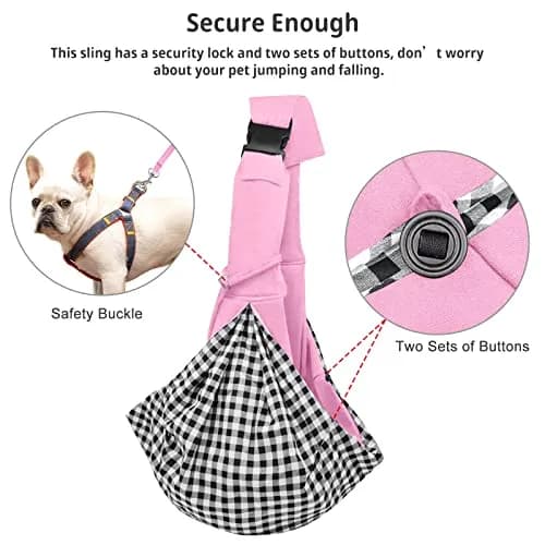 Cuby Dog and Cat Sling Carrier, Reversible Soft Pouch, Adjustable, Pink | Suitable for Small Pets thumbnail 3