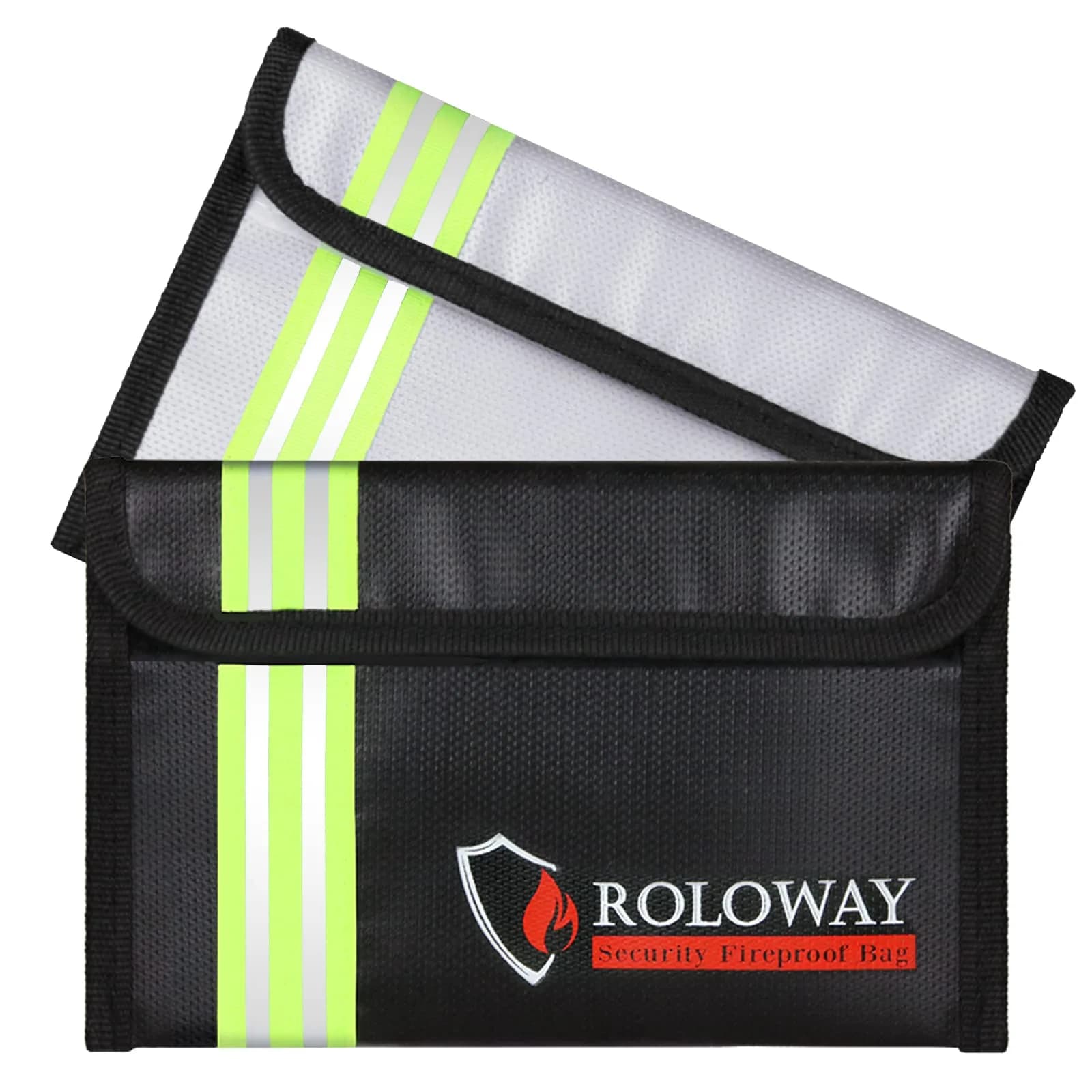 ROLOWAY Small Fireproof Bag 5 x 8 inches with Reflective Strip | Waterproof & UL94 V-0 Rated