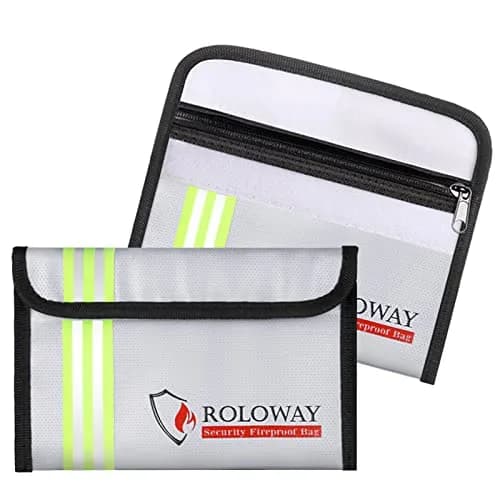 ROLOWAY Small Fireproof Bag 8 x 5 inch | Water & Fire Resistant Money Bag for Cash & Valuables thumbnail 1