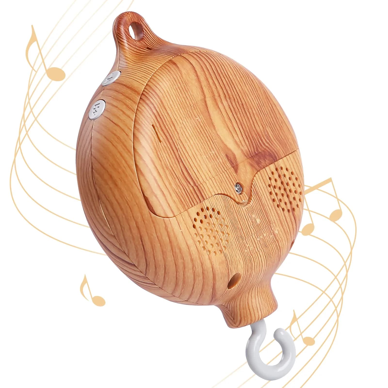 JETM·HH Wooden Baby Crib Mobile Arm Holder with Music Box | 28.35 inch Beech Hangers — Wood Color