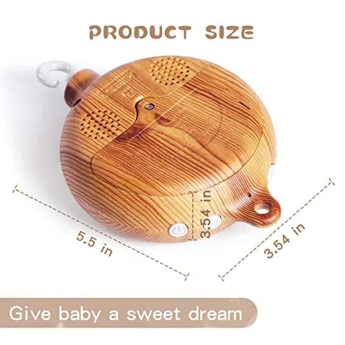 JETM·HH Baby Crib Mobile Musical Box with Rotating Hook - Imitation Wood - Plays 12 Tunes - Battery Operated (Without Arm) thumbnail 4
