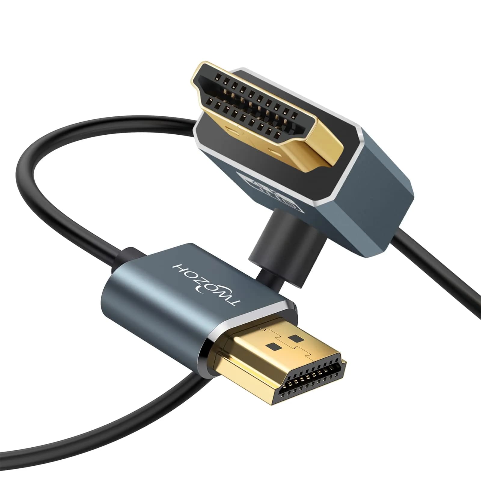Twozoh Flexible HDMI to HDMI Cable Downward Angled 90° 0.3m (1FT) | Supports 4K@60Hz - main product image