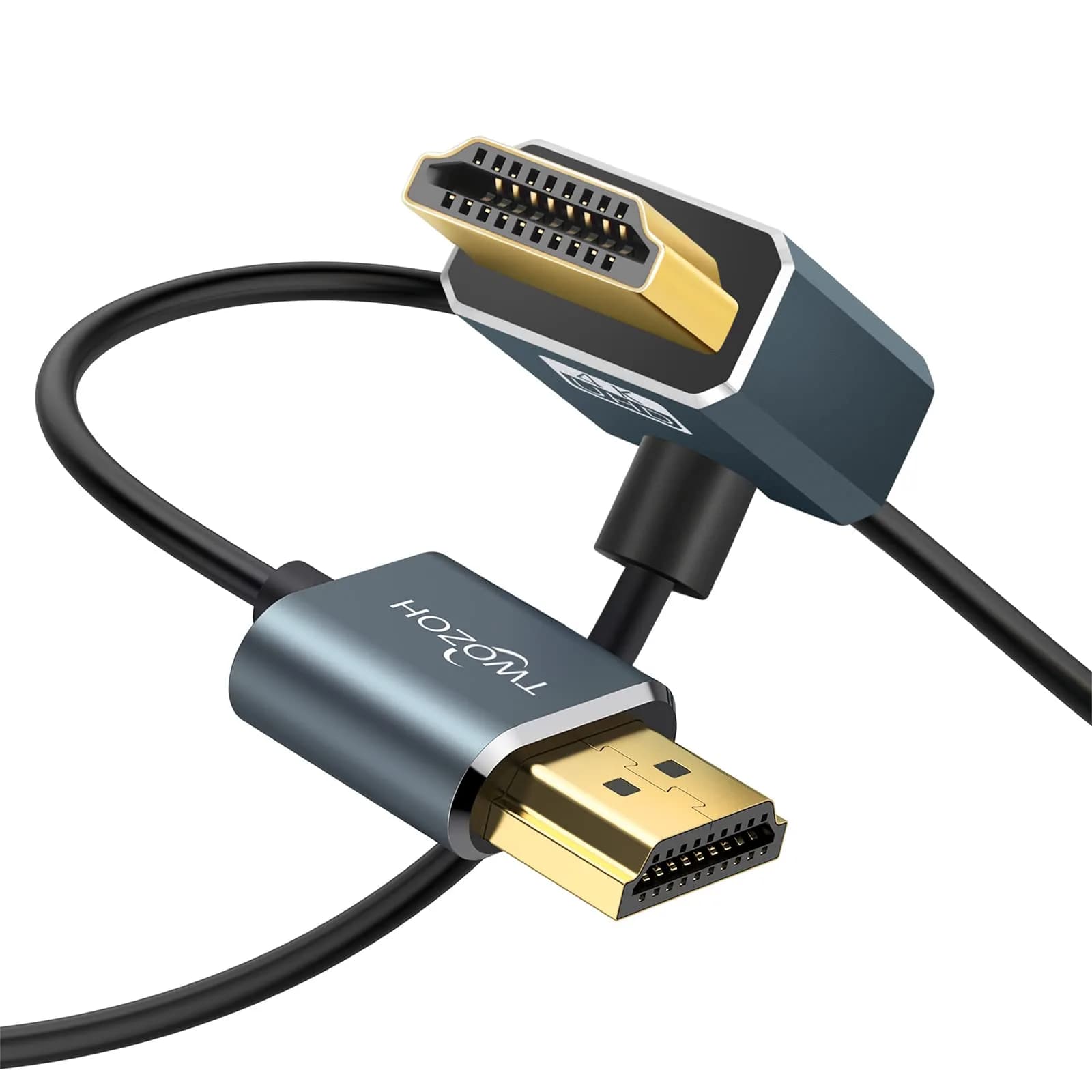 Twozoh Flexible HDMI to HDMI Cable Downward Angled 90° 0.3m (1FT) | Supports 4K@60Hz — Up Angled 270° / 1 FT