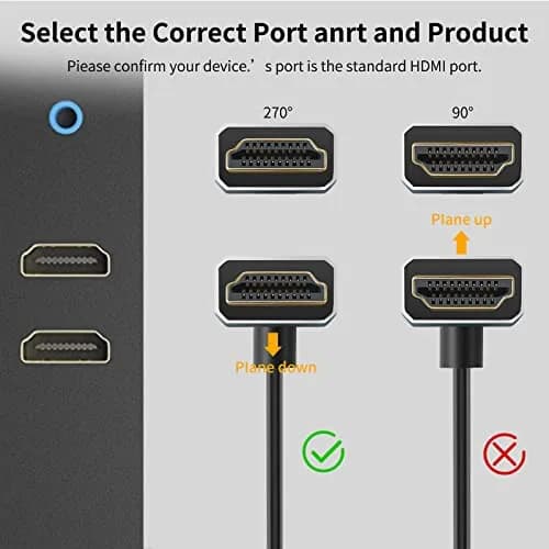 Twozoh Flexible HDMI to HDMI Cable Up Angled 270° 0.3m (1FT) | Supports 4K@60Hz thumbnail 2