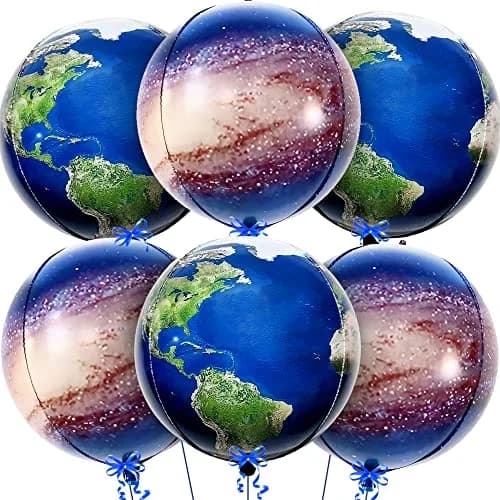 KatchOn Globe and Galaxy Balloons 22 Inch (55.88 cm) Pack of 6 | Helium Supported 4D Sphere Effect thumbnail 1
