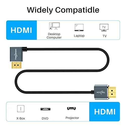 Twozoh Flexible HDMI to HDMI Cable Left Angled 90° 1FT | Supports 4K@60Hz & HDR thumbnail 6
