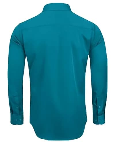 Alimens & Gentle Teal Long Sleeve Wrinkle-Free Dress Shirt with Pocket | Men's Regular Fit XL thumbnail 2