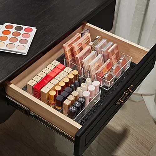 WECHENG Clear Plastic Acrylic Makeup Organizer for Makeup Palette Organizer | 7 Compartments, Large Capacity, Transparent thumbnail 4