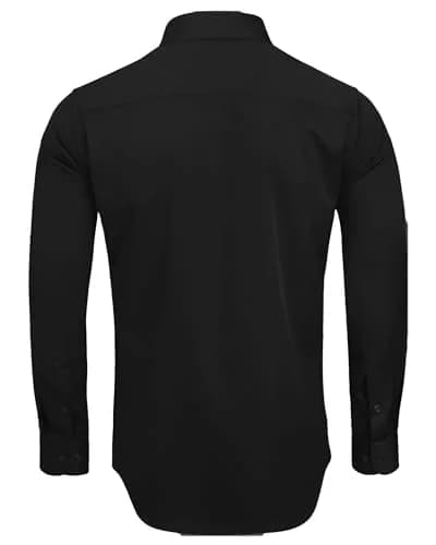 Alimens & Gentle Black Stretch Button Up Shirt Men's Long Sleeve Regular Fit | Non-Iron Business Casual thumbnail 2