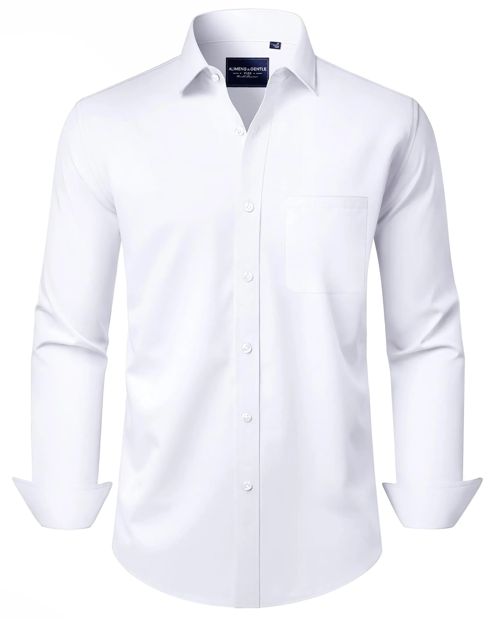 Alimens & Gentle White Button Down Shirt Men Regular Fit Long Sleeve Stretch Dress Shirt XL | Business Formal - main product image