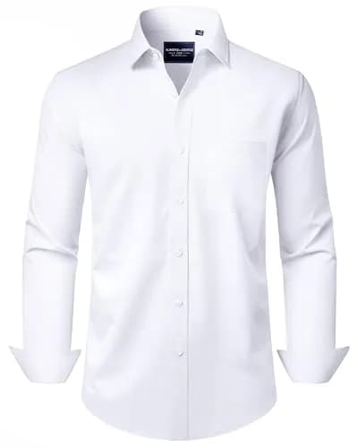 Alimens & Gentle White Button Down Shirt Men Regular Fit Long Sleeve Stretch Dress Shirt XL | Business Formal thumbnail 1
