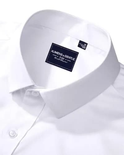 Alimens & Gentle White Button Down Shirt Men Regular Fit Long Sleeve Stretch Dress Shirt XL | Business Formal thumbnail 3