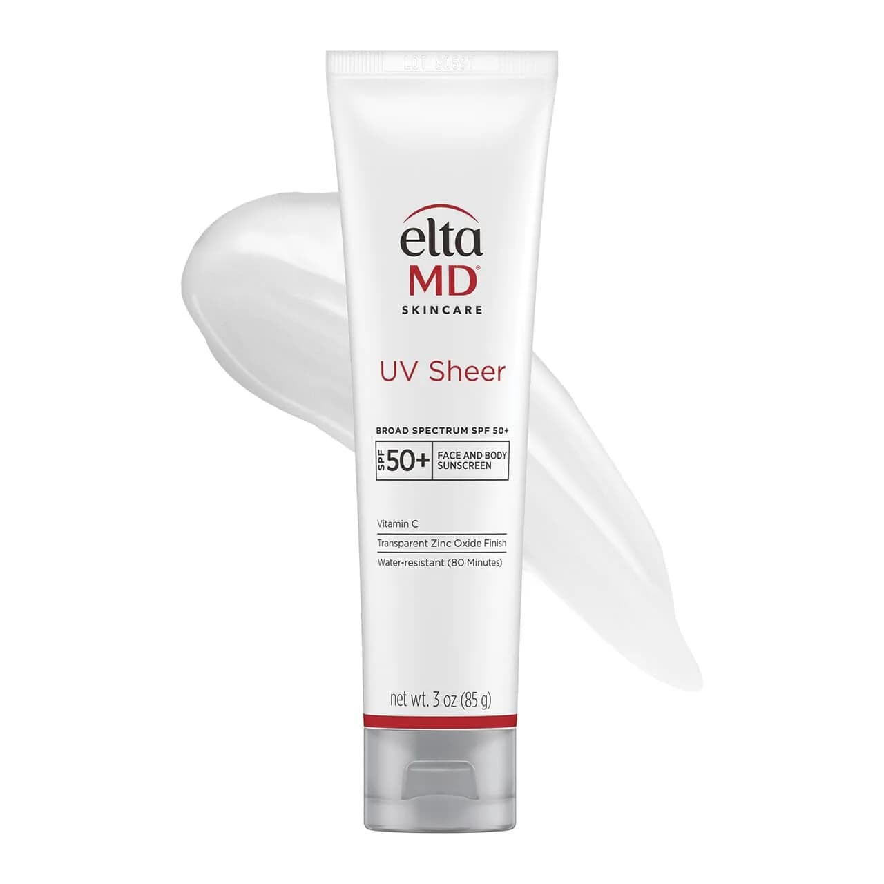 EltaMD UV Sheer Sunscreen SPF 50+ - Face & Body, Oil-Free, No White Cast, Zinc Oxide Formula, 85g (3 oz) | Hydrating - main product image