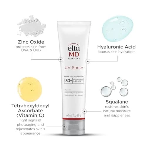 EltaMD UV Sheer Sunscreen SPF 50+ - Face & Body, Oil-Free, No White Cast, Zinc Oxide Formula, 85g (3 oz) | Hydrating thumbnail 3