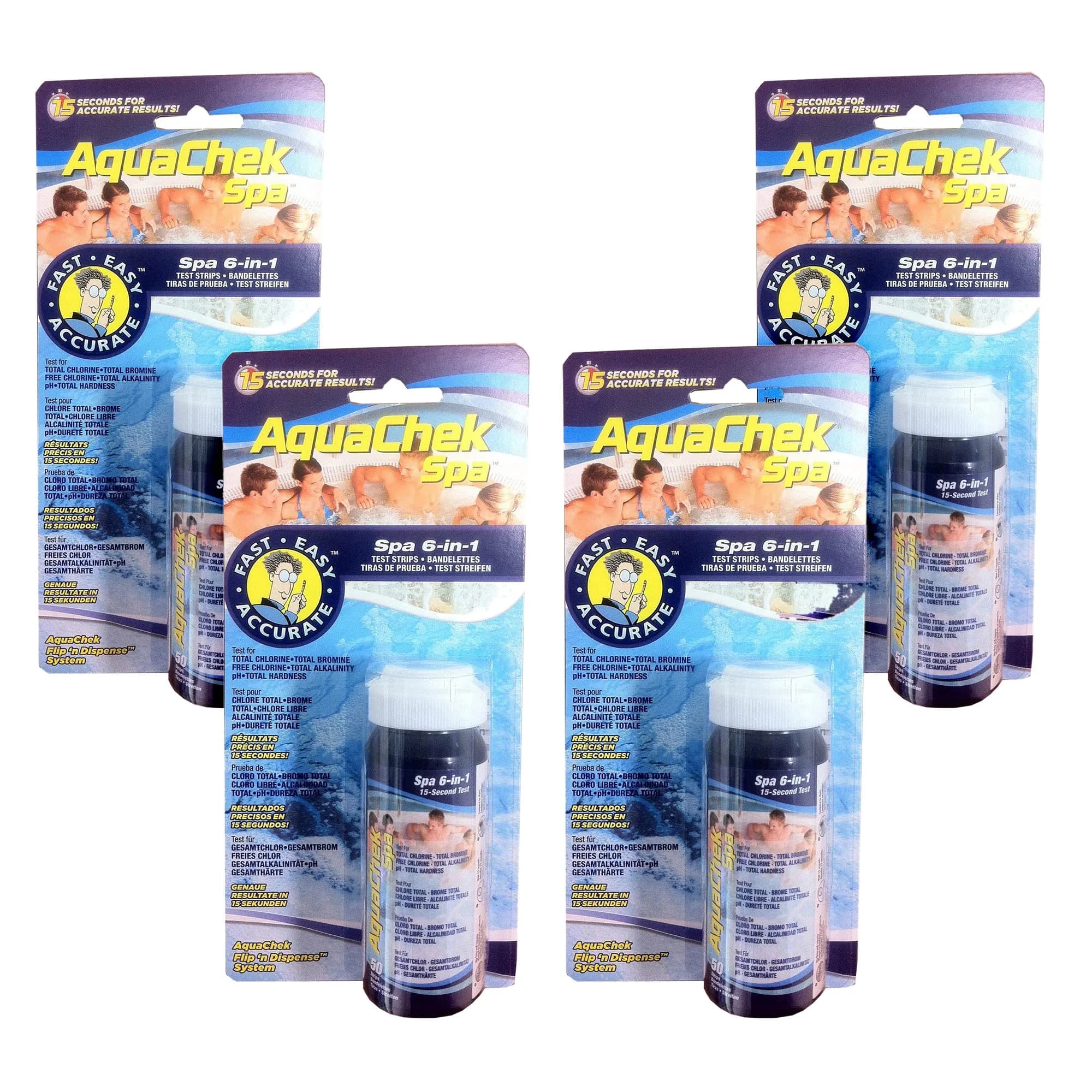 AquaChek Spa 6-in-1 Test Strips 200 Count (4-Pack) | Test Spa Water Chemistry Accurately