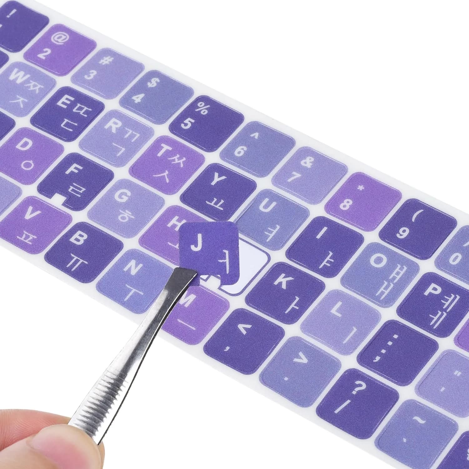 DAMMOMKO Korean Keyboard Stickers 2 Pack | Purple & White Lettering, Vinyl, Laptop & Desktop Compatible