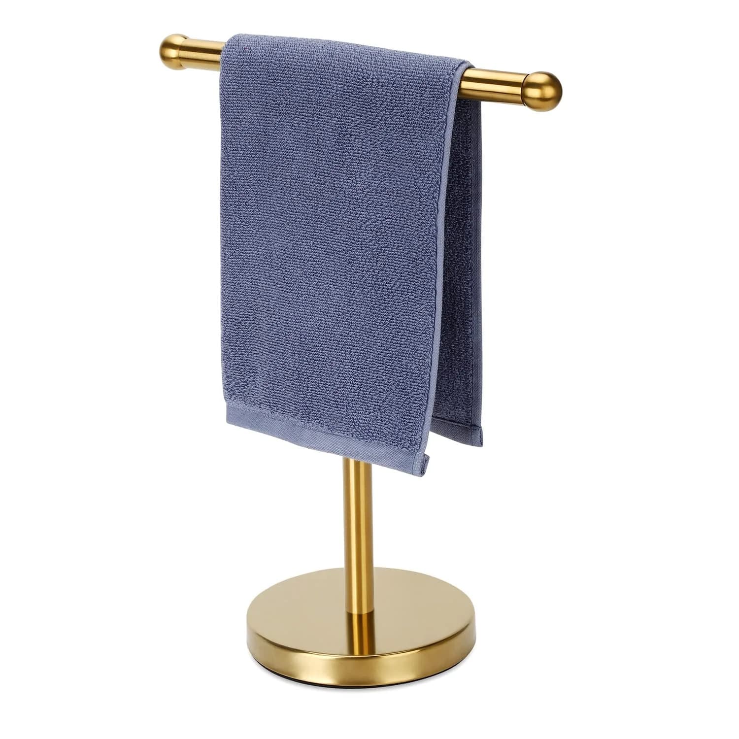 WAYDELI Gold Hand Towel Holder Stand with Weighted Base, SUS304 Stainless Steel, 29cm (11.4 inches) | Freestanding Countertop Design