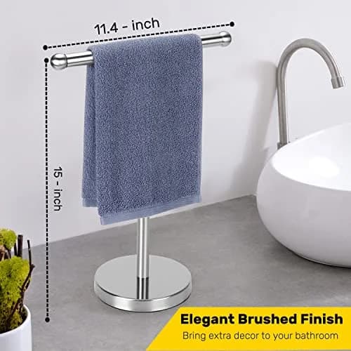 WAYDELI T-Shape Hand Towel Holder Stand 29.2 cm (11.5 in) | Heavy Weighted Base for Bathroom Countertops thumbnail 3