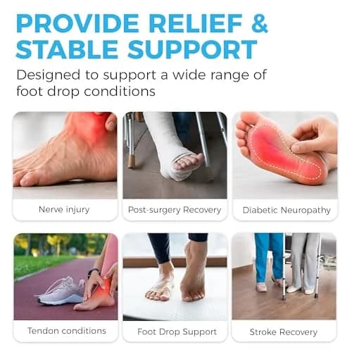 Dosh Left Foot Drop Brace for Walking & Sleeping - Soft AFO Support - Unisex One Size (Black) thumbnail 8