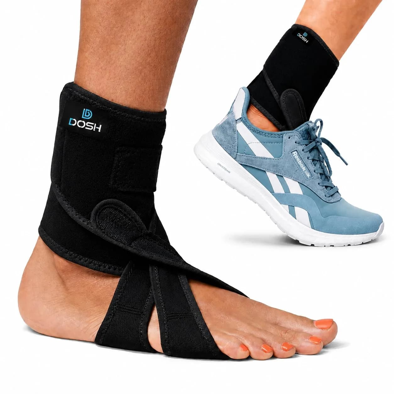 Dosh Right AFO Foot Drop Brace for Walking - Soft Ankle Foot Orthosis 10.16 cm (4 Inches) Length | Consumer Device - main product image