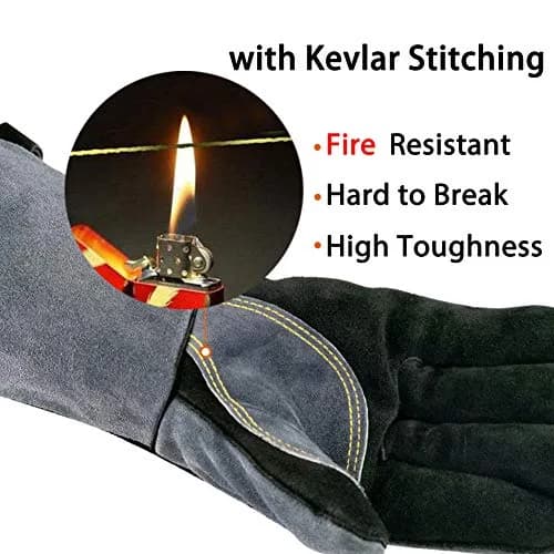 WZQH Extreme Heat Resistant Welding Gloves 932°F (Medium, Black-Gray) | CTC Level 4 Certified thumbnail 3
