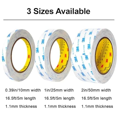 Hasaky 1600T Double Sided Tape 25mm (1in) x 5m (16.5ft) x 1.1mm Thick | Heavy Duty Waterproof Mounting Tape for Walls, Cars, and LED Strips thumbnail 2