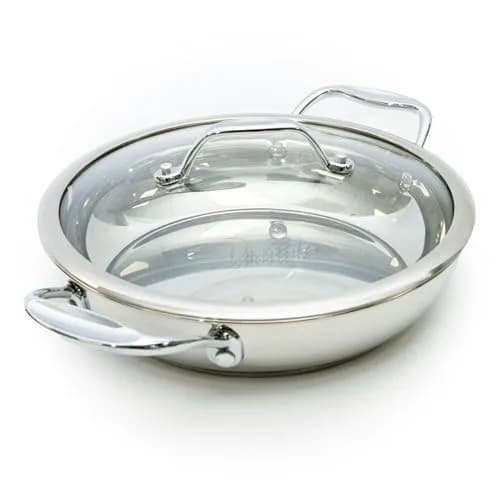 David Burke Splendor 9.5" Fry Pan with Vented Steam Lid – Heavy Gauge Stainless Steel (24 oz Capacity) thumbnail 1
