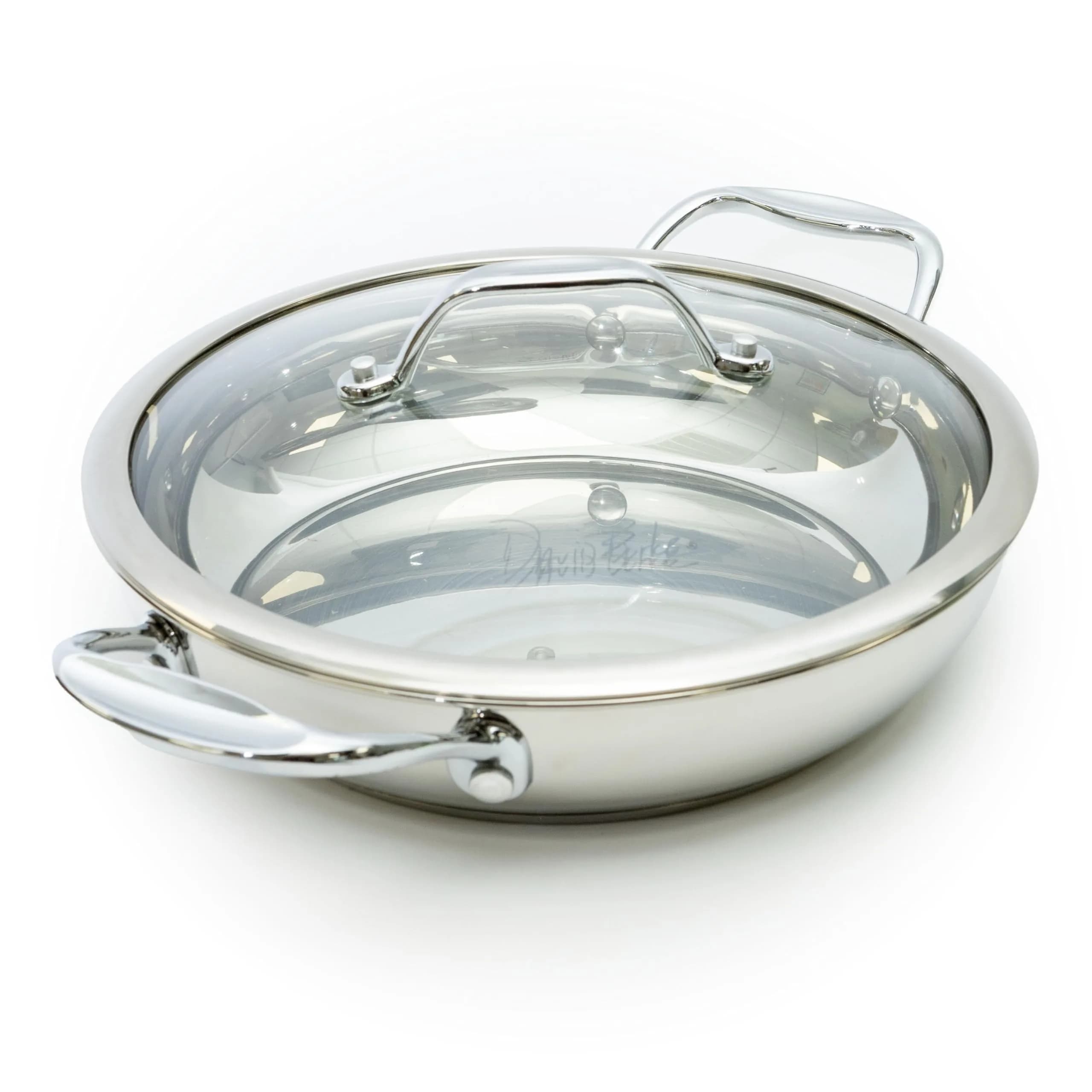 David Burke Splendor 9.5" Fry Pan with Vented Steam Lid – Heavy Gauge Stainless Steel (24 oz Capacity) - main product image