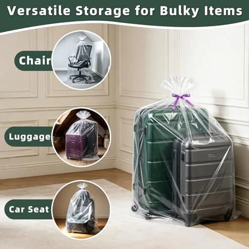Yotelab Extra Large Clear Plastic Storage Bags 102cm x 152cm (40"x60") | 2 Mil Thick, 5-Piece Set with Ribbons thumbnail 4