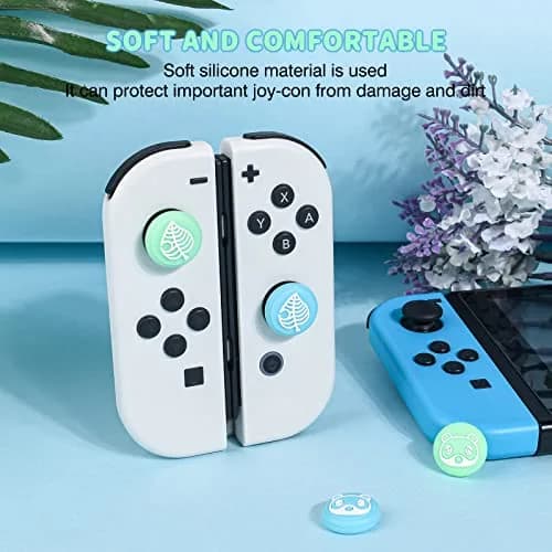 DLseego Animal Crossing Thumb Grips Caps for Switch OLED/Switch Lite Joystick | Cute Bear & Leaf Silicone Cover (Switch/OLED/Lite) thumbnail 4