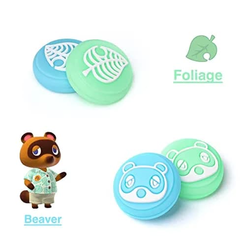 DLseego Animal Crossing Thumb Grips Caps for Switch OLED/Switch Lite Joystick | Cute Bear & Leaf Silicone Cover (Switch/OLED/Lite) thumbnail 2