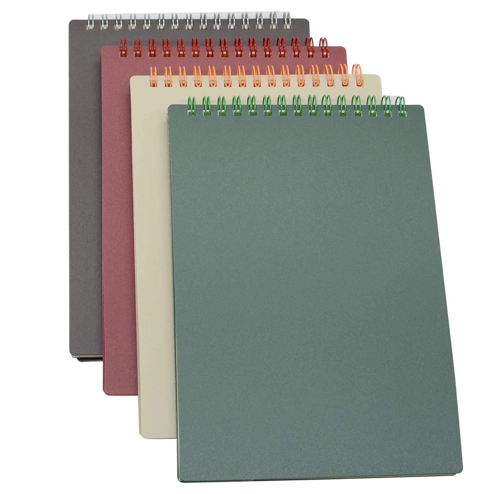 Yansanido Top Bound Spiral Notebook 4 Pack | A5 Size Thick Plastic Hardcover 7mm College Ruled Paper - main product image