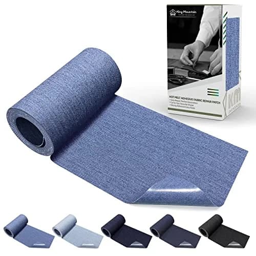 KING MOUNTAIN Iron-on Fabric Repair Patch 3"x60" Sky Blue | Durable Cotton Denim for Jeans & Clothing Repair thumbnail 1