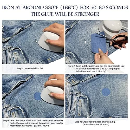 KING MOUNTAIN Iron-on Fabric Repair Patch 3"x60" Sky Blue | Durable Cotton Denim for Jeans & Clothing Repair thumbnail 5
