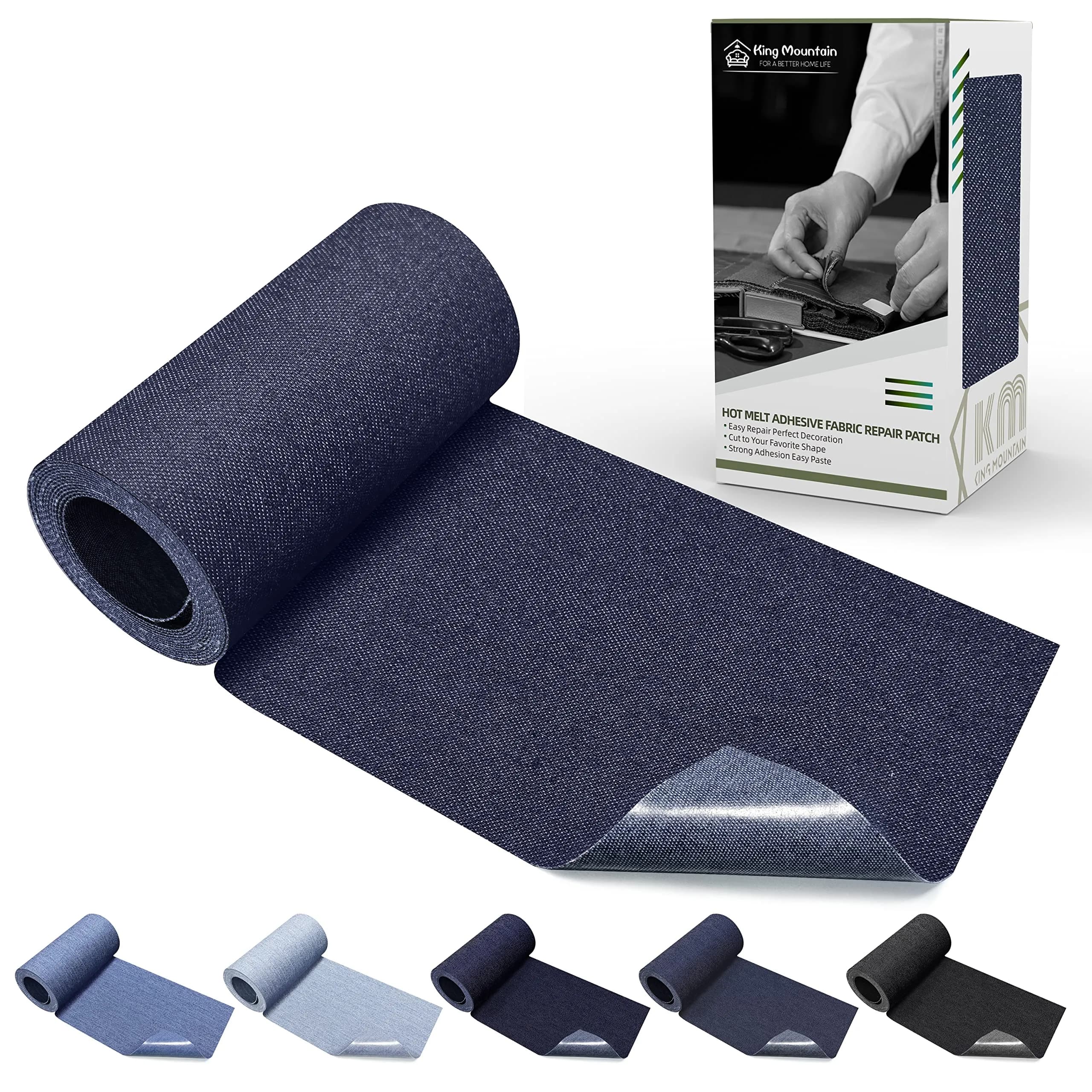 KING MOUNTAIN Denim Iron-on Repair Patch Roll (3"x60", Blue) | USA-Sourced Fabric Mending Solution