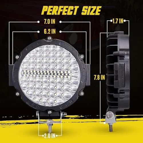 SAN YOUNG 7 Inch Round LED Off Road Lights 210W | Bright 10000lm, Waterproof, 12V-60V, 4 Pack thumbnail 4