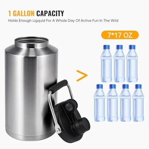 Kerilyn Insulated Gallon Jug with Handle, 3785ml (128 Ounces) | Keeps Drinks Cold 48 Hrs, Hot 24 Hrs thumbnail 7
