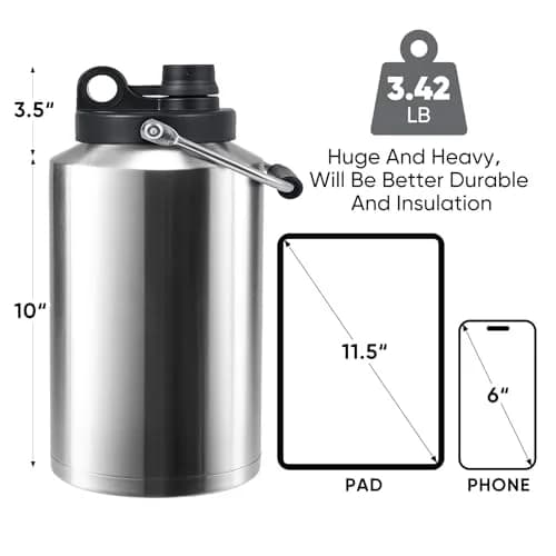 Kerilyn Insulated Gallon Jug with Handle, 3785ml (128 Ounces) | Keeps Drinks Cold 48 Hrs, Hot 24 Hrs thumbnail 2