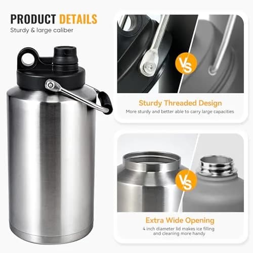 Kerilyn Insulated Gallon Jug with Handle, 3785ml (128 Ounces) | Keeps Drinks Cold 48 Hrs, Hot 24 Hrs thumbnail 4