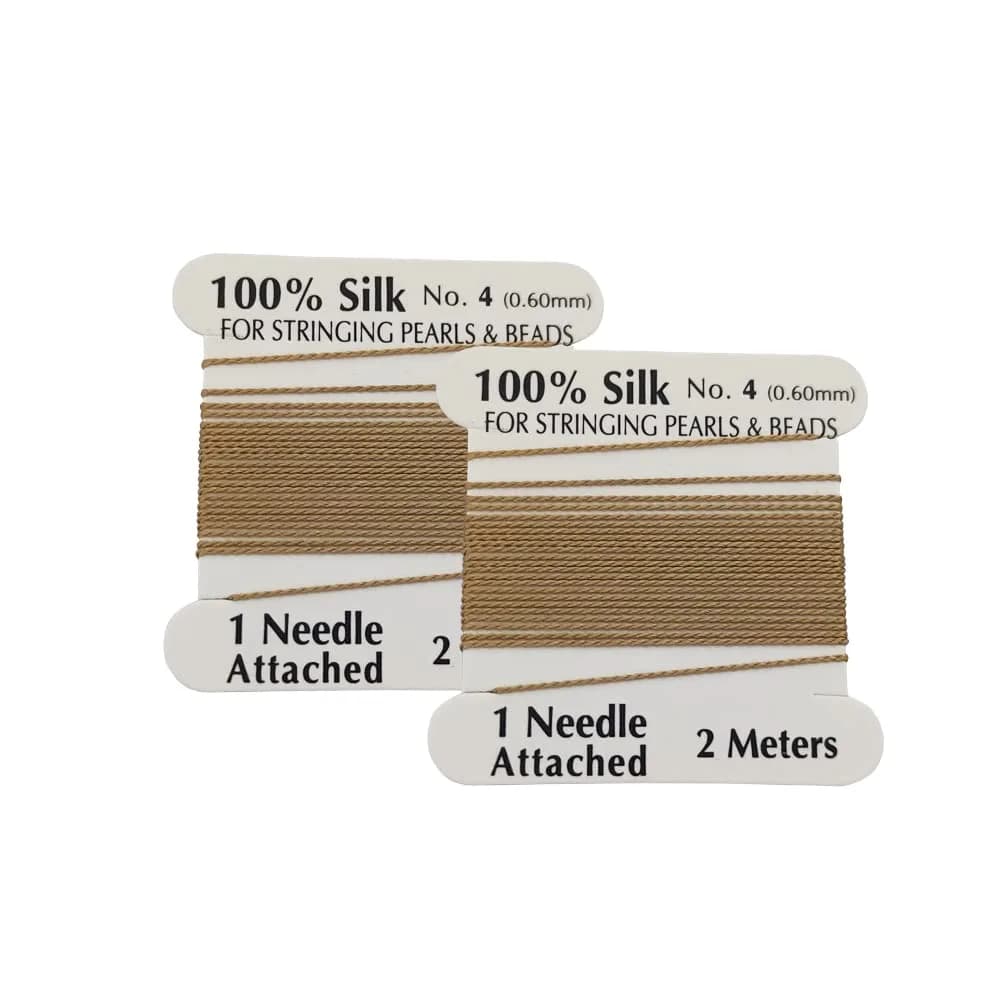 LeGold Silk Beading Cord Size 4 | 2 Meters with Needle, Gold - main product image