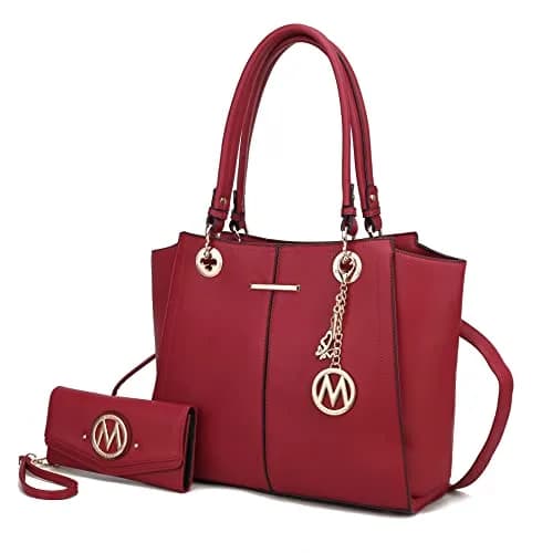 J'OMOR BY MIA Tote Bag with Wristlet Wallet for Women | Vegan Leather Structured Handbag (13" W x 11.5" H) thumbnail 1