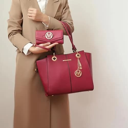 J'OMOR BY MIA Vegan Leather Tote Bag with Wallet | Spacious, Stylish & Durable thumbnail 2